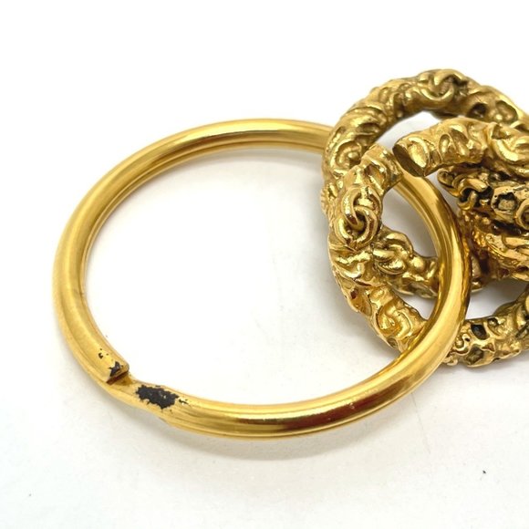 CHANEL Coco Mark Vintage Charm 03A Key Ring, Brass, Women's, Gold and Black - Picture 6 of 8